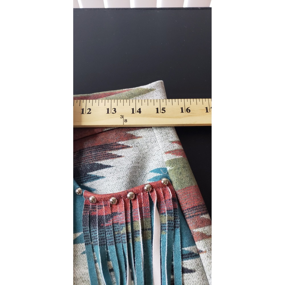 Lucky & Blessed Aztec Print Fringe Studded Shorts M Western Coachella Festival - Picture 9 of 10
